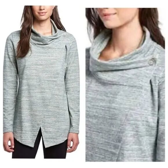 Danskin Asymmetrical Athletic Yoga Ballet Jacket Sweatshirt Gray Stretch Size L - Picture 1 of 5